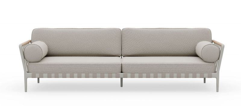 Open-Air 3-Sitzer Outdoor Sofa Vipp in Beige: Bequemes Gartensofa mit Kissen für Terrasse und Balkon.